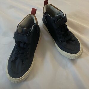 Cat & Jack Dark Blue Kids High Top Sneakers, Side Zipper/Velcro Close, Size 13
